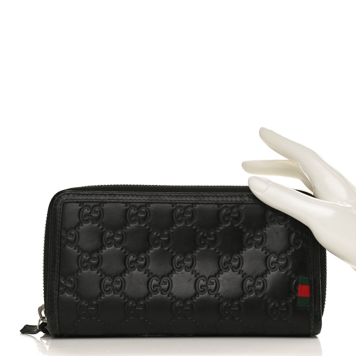 Gucci Guccissima Large Double Zip Around Wallet Black 2 of 11