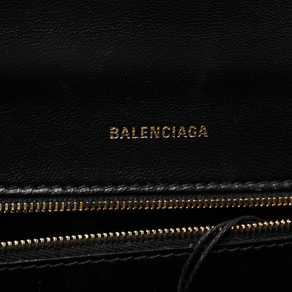 Balenciaga Shiny Calfskin Crocodile Embossed Small Hourglass Top Handle Bag Black 6 of 10