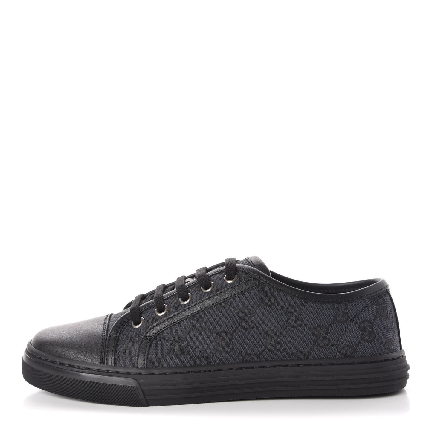 GG Monogram Calfskin Womens Low Top Sneakers 38 Piombo Black