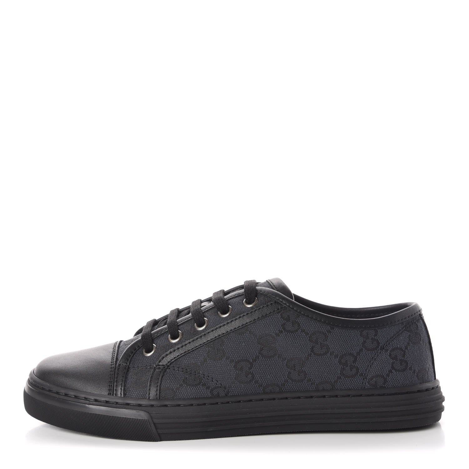 Gucci GG Monogram Calfskin Womens Low Top Sneakers 38 Piombo Black 1 of 8