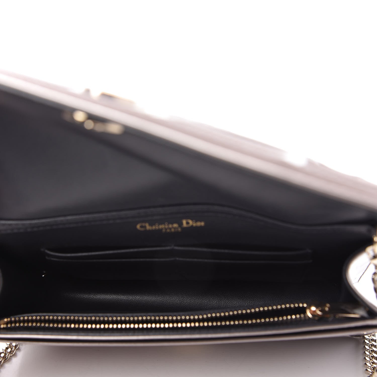 Christian Dior Metallic Patent Micro-Cannage Diorama Wallet on Chain Pouch Hyper Pink 5 of 10