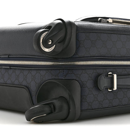 Gucci GG Supreme Monogram Textured Dollar Calfskin Web Ophidia Small Savoy Cabin Trolley Black Blue 9 of 12