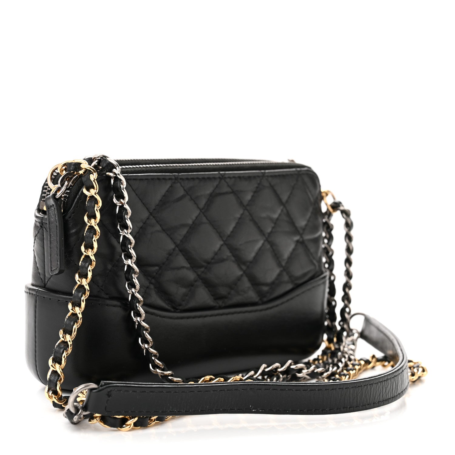 Chanel Aged Calfskin Quilted Small Gabrielle Clutch With Chain Black 3 of 14