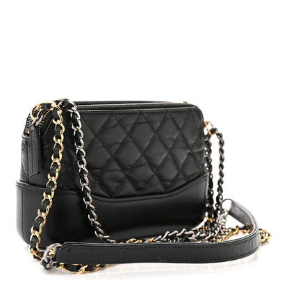 Chanel Aged Calfskin Quilted Small Gabrielle Clutch With Chain Black 3 of 14