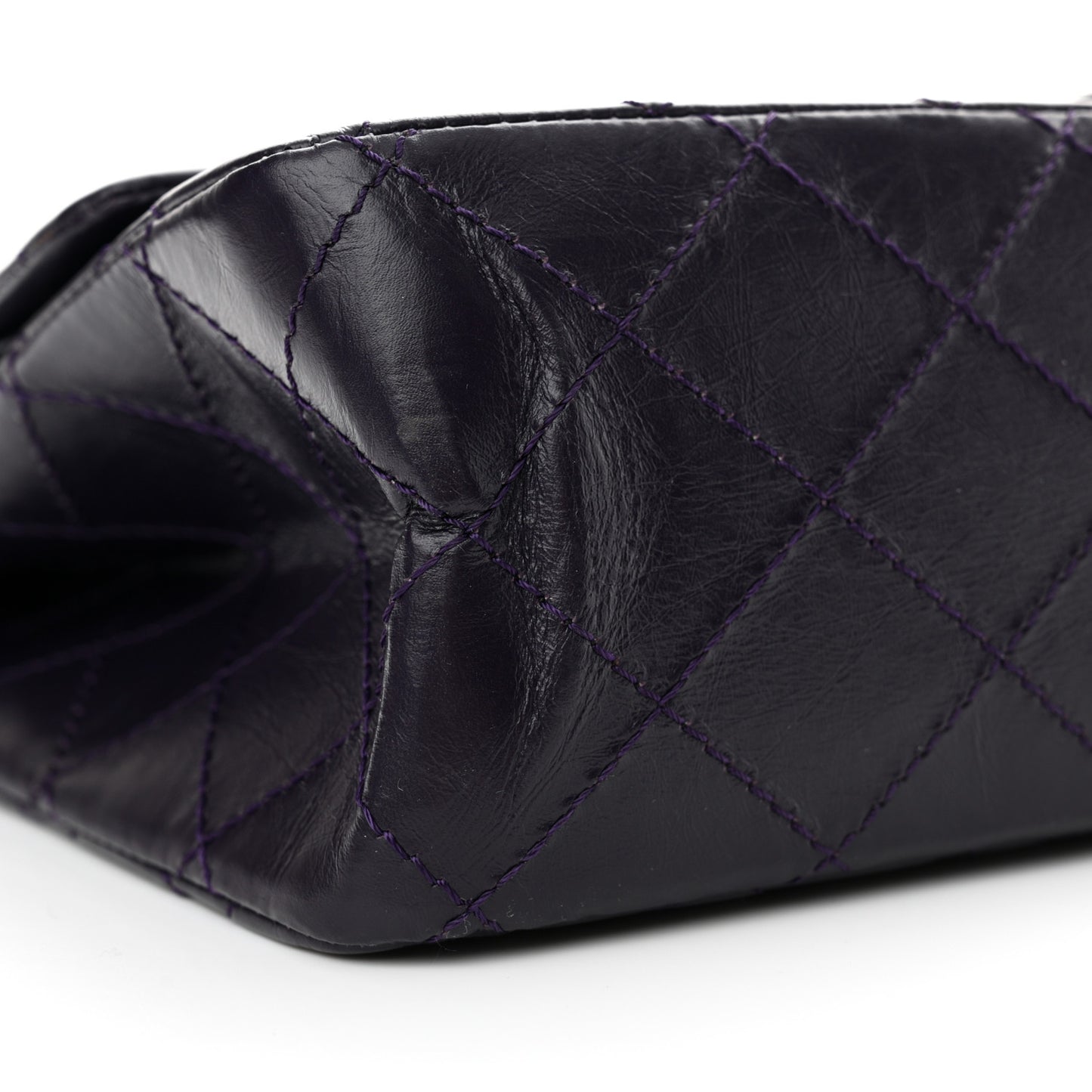 Aged Calfskin Quilted 2.55 Reissue 227 Flap Plum