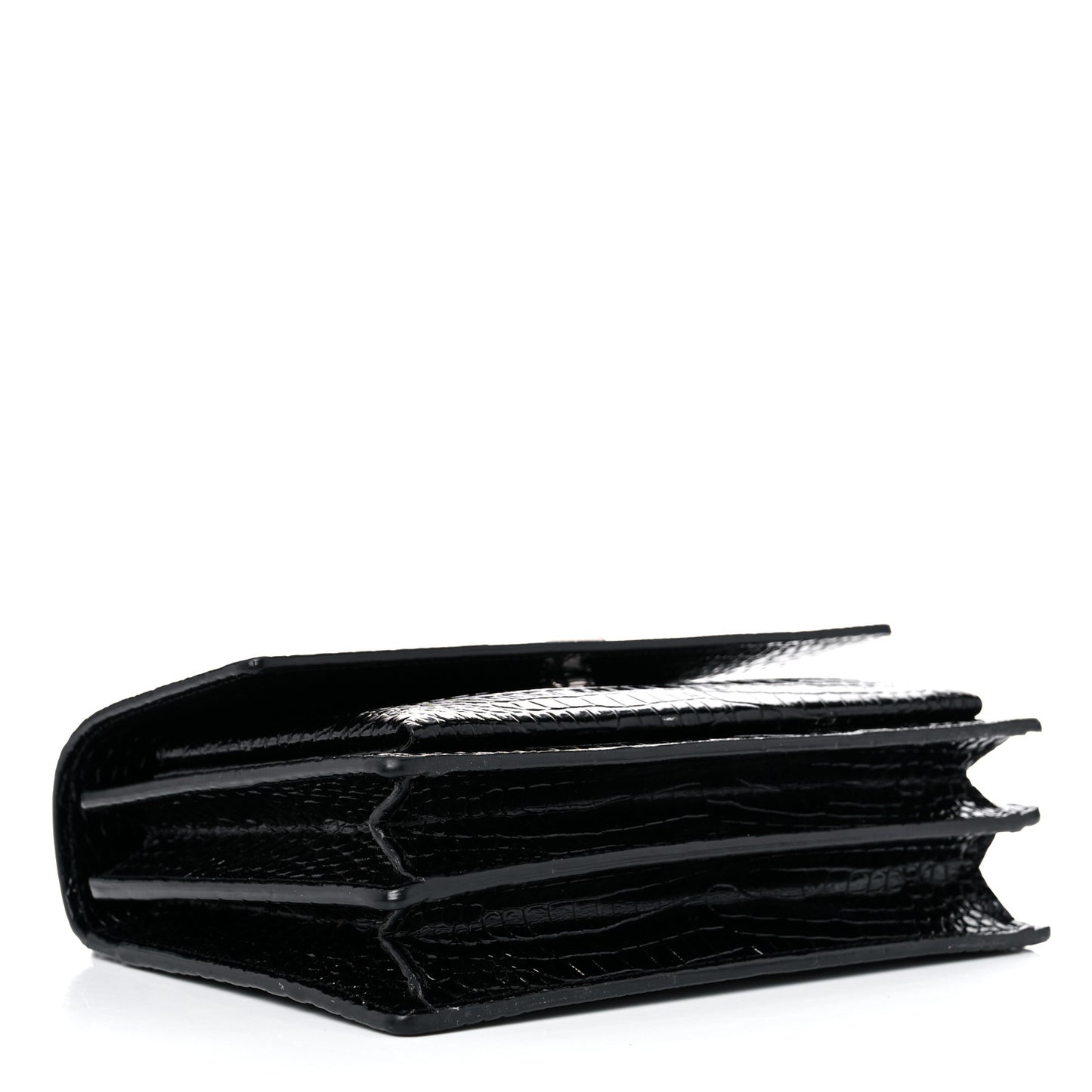 Calfskin Crocodile Embossed Medium Monogram Sunset Black
