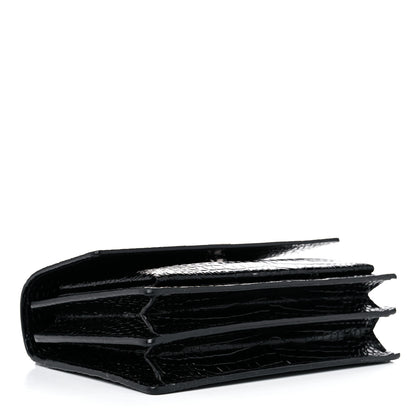 Saint Laurent Calfskin Crocodile Embossed Medium Monogram Sunset Black 4 of 14