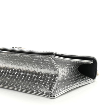Christian Dior Metallic Patent Micro-Cannage Medium Diorama Flap Bag Silver 9 of 10