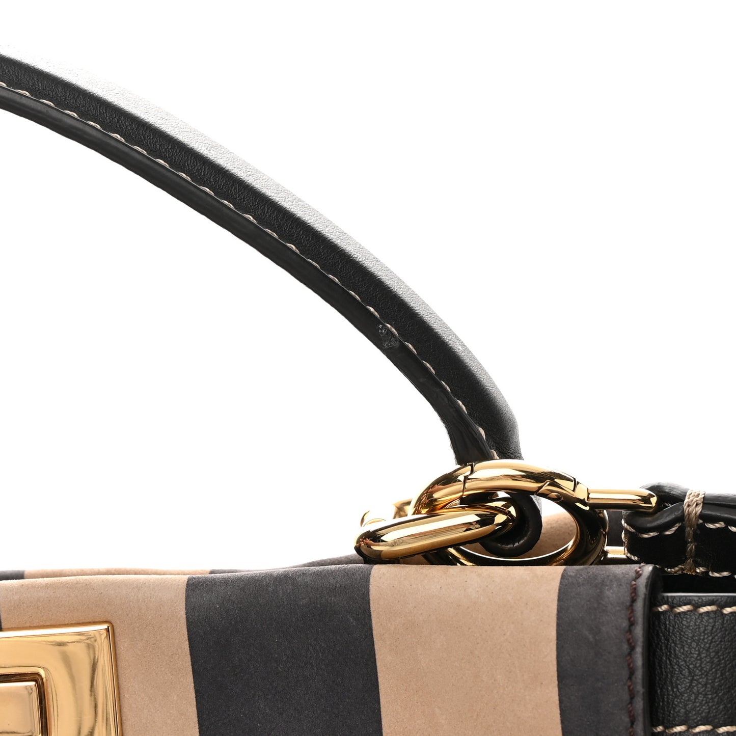 Vitello Nabuk Seta Pequin Medium Peekaboo Iconic Satchel Tobacco Moro Ebano