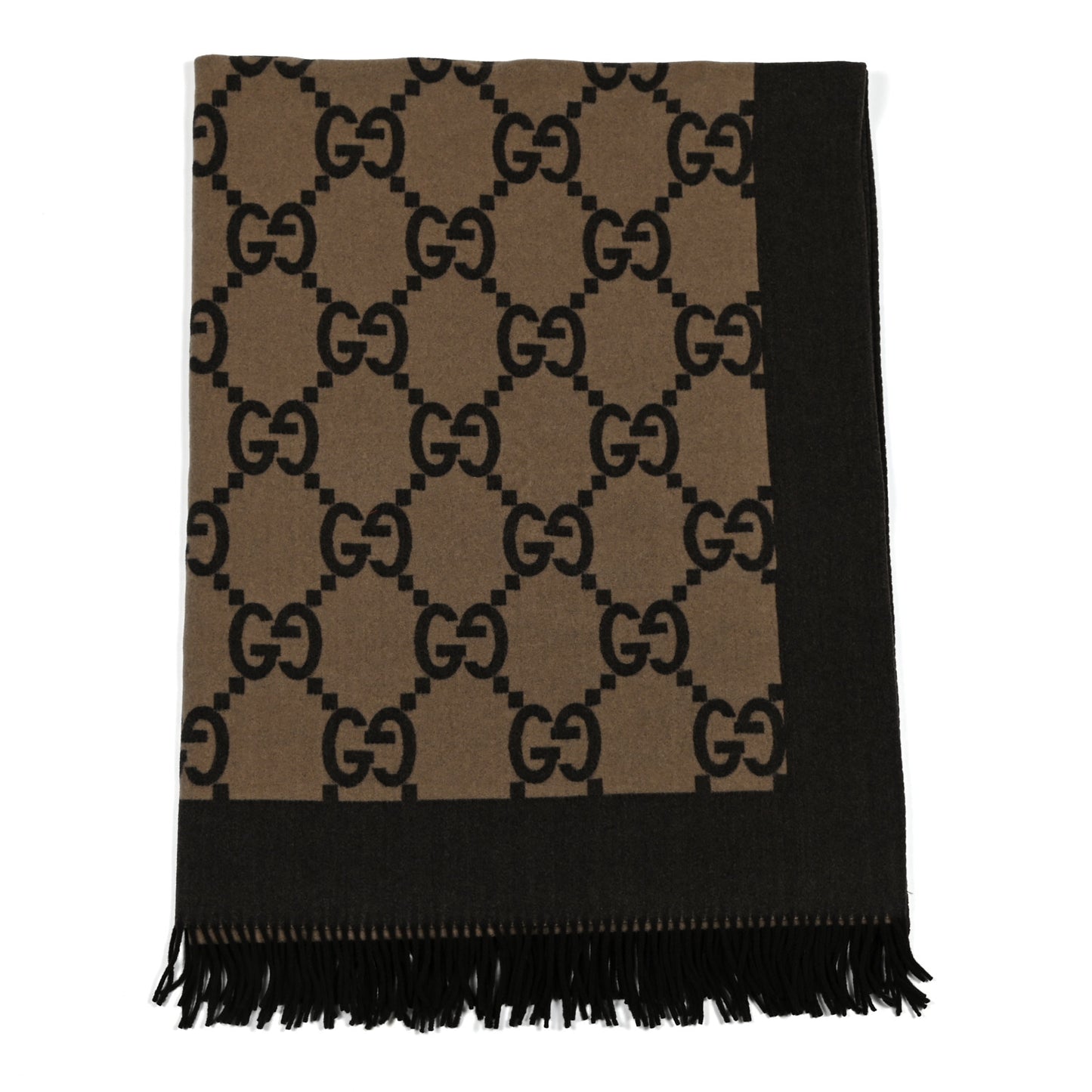 Wool Cashmere GG Monogram Blanket Brown
