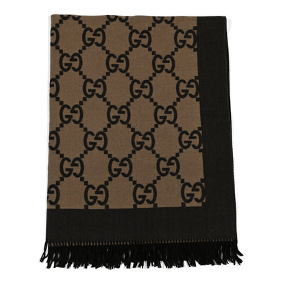 Gucci Wool Cashmere GG Monogram Blanket Brown 1 of 3