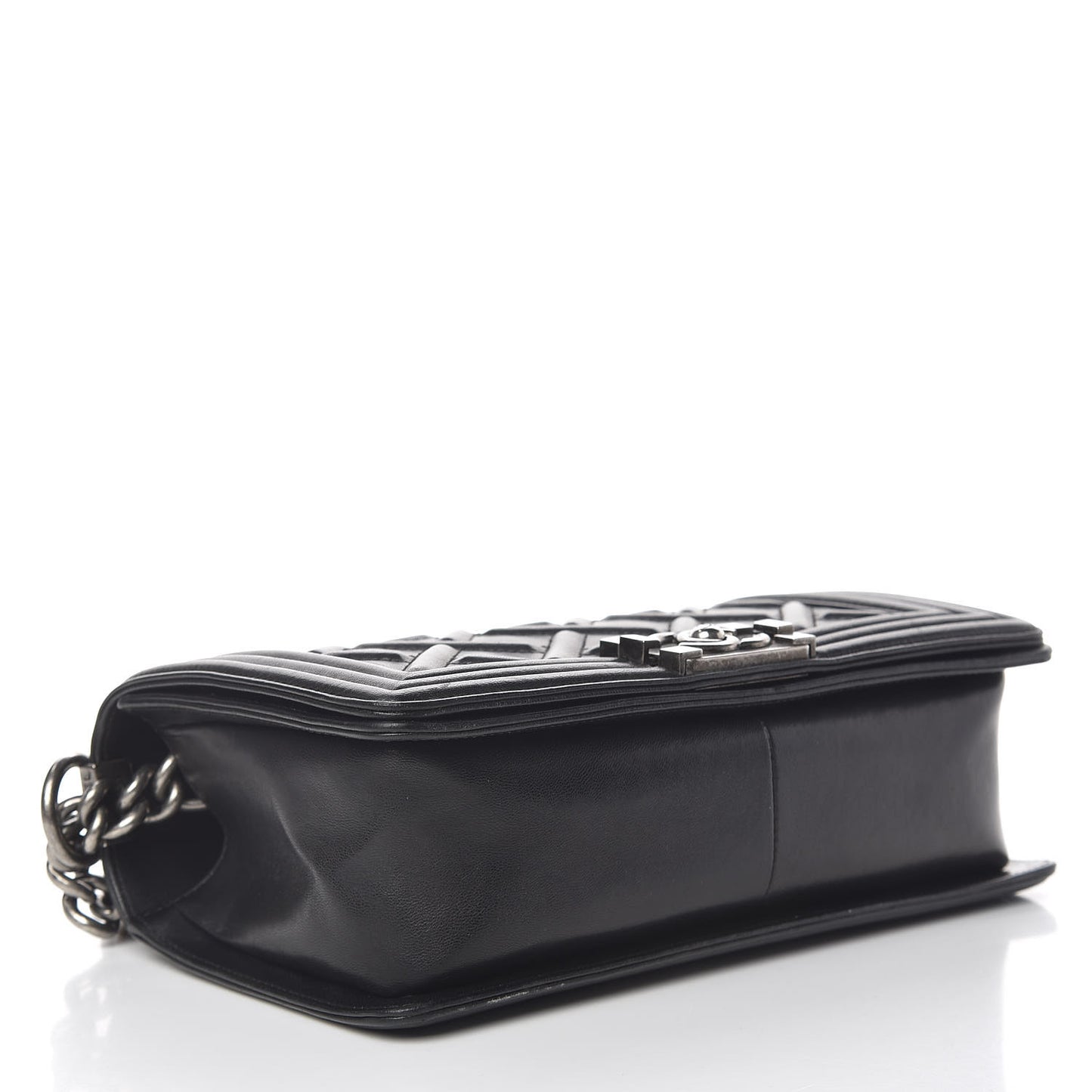 Lambskin Stitched Medium Boy Flap Black