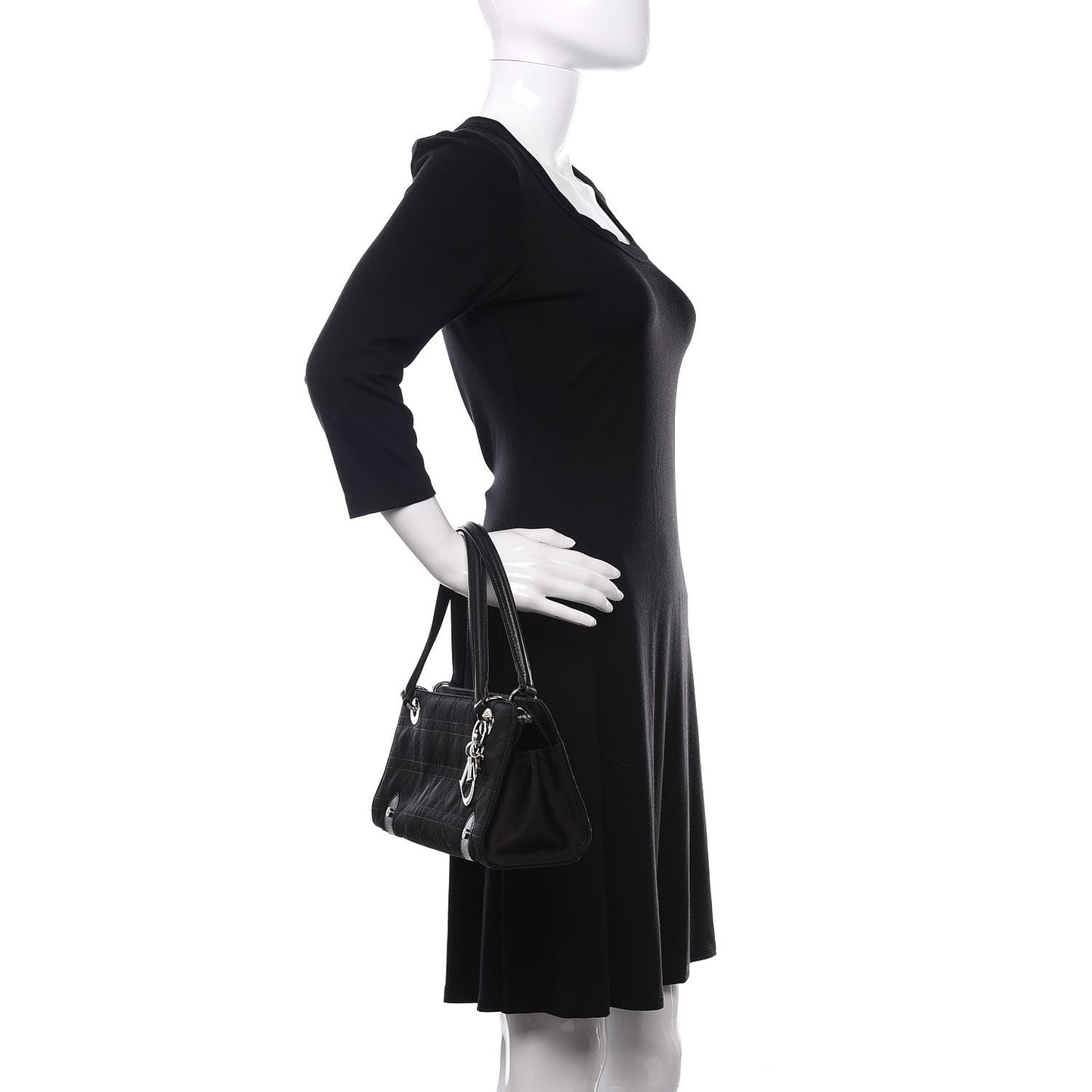 Nylon Cannage Stitched East West Lady Dior Black