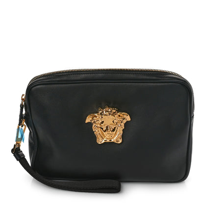 Versace Vitello Palazzo Medusa Wristlet Clutch Bag Black 1 of 8