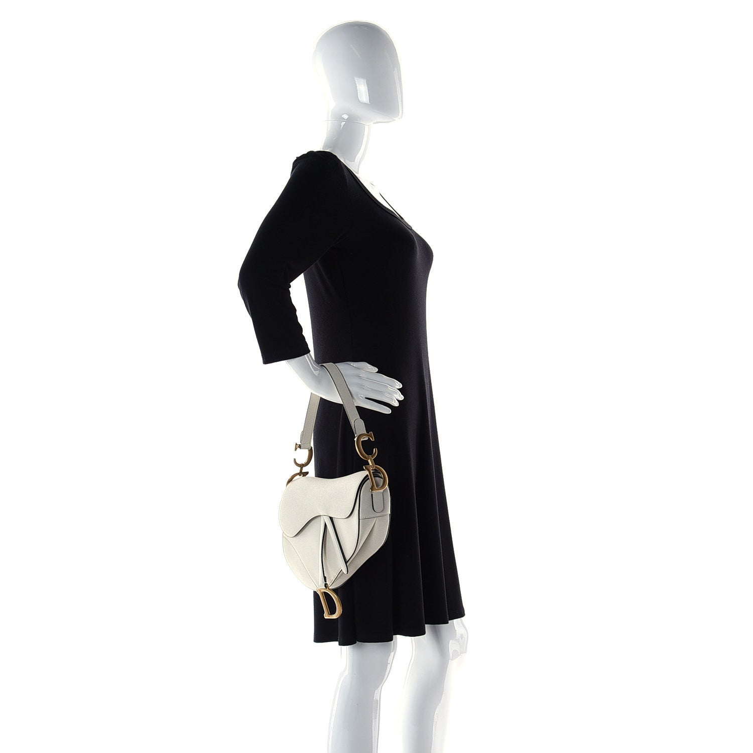 Christian Dior Grained Calfskin Mini Saddle Bag White 2 of 13