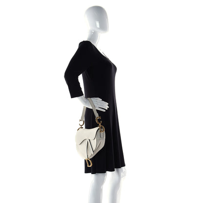 Christian Dior Grained Calfskin Mini Saddle Bag White 2 of 13