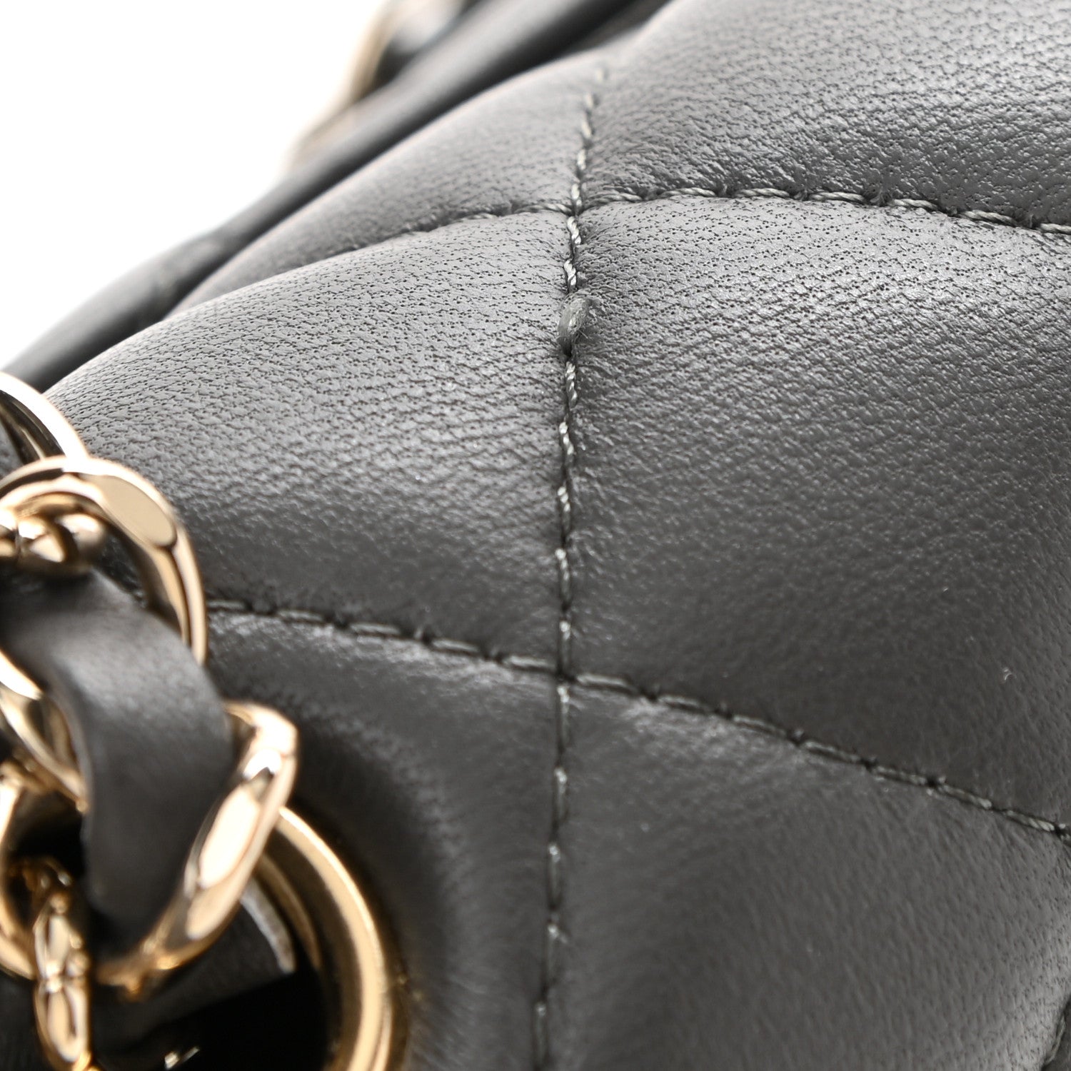 Chanel Lambskin Quilted Mini Rectangular Flap Dark Grey 7 of 9