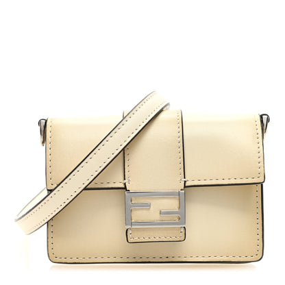Fendi Vitello King Tamponato Micro Flat Baguette White Ice 1 of 11