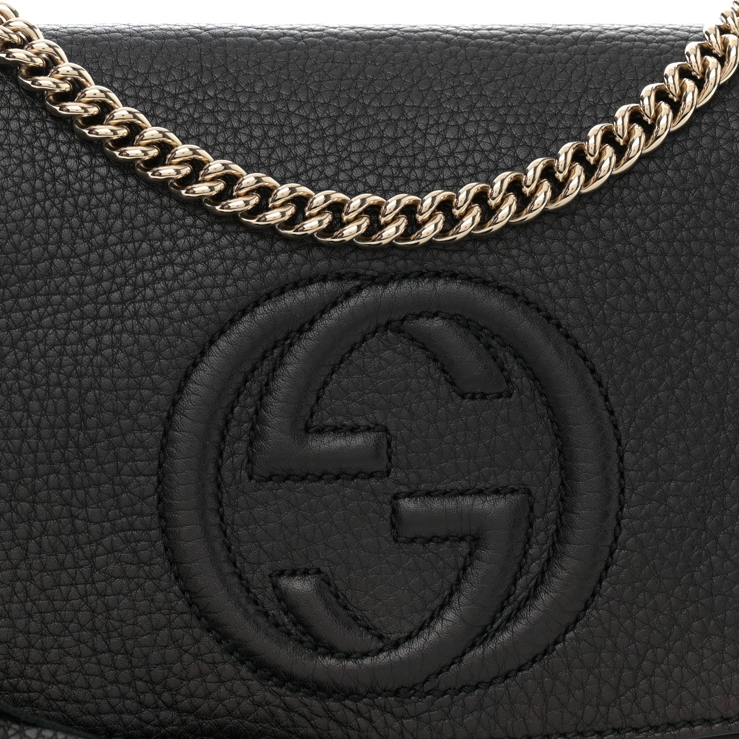 Gucci Pebbled Calfskin Medium Soho Flap Crossbody Black 8 of 10