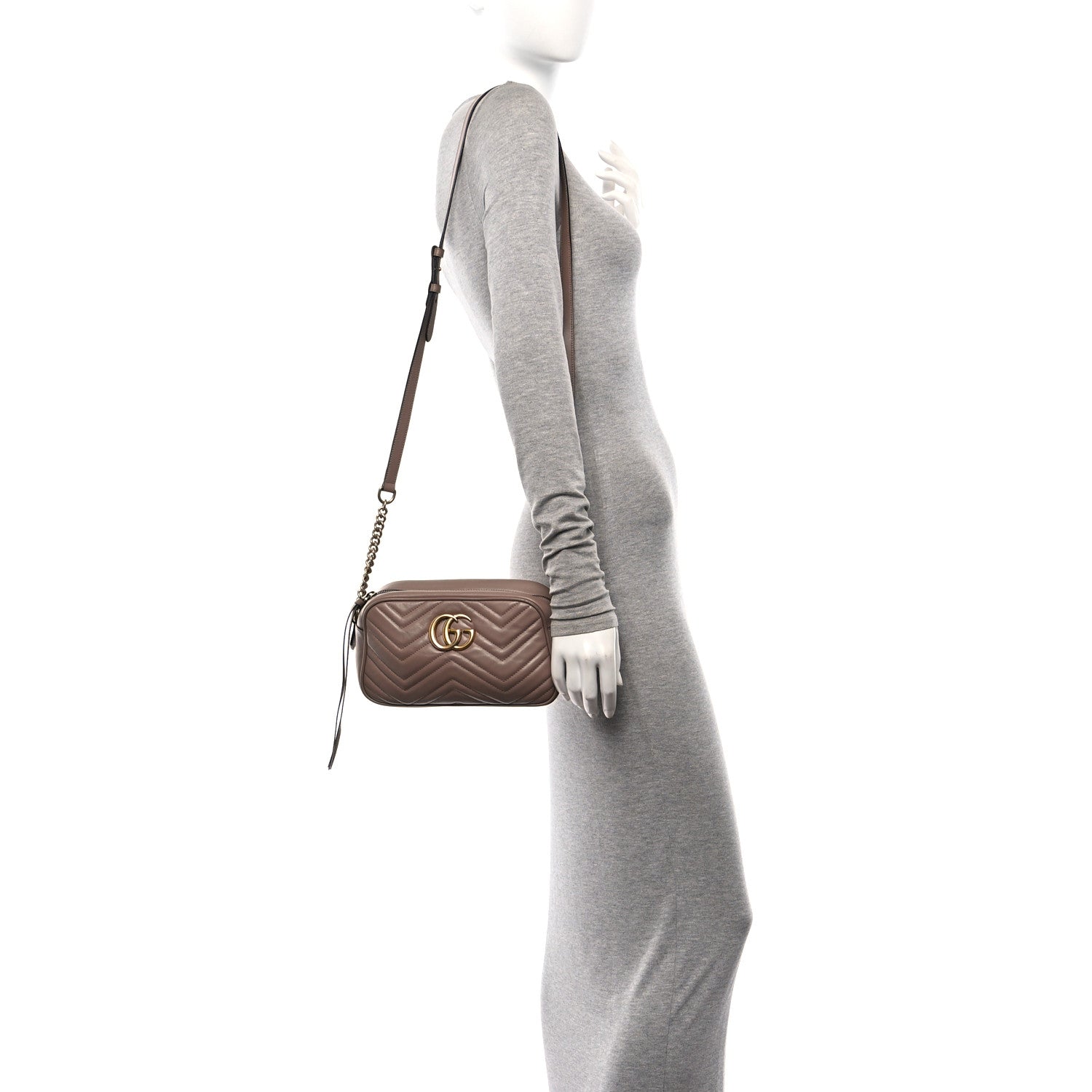 Gucci Calfskin Matelasse Small GG Marmont Chain Shoulder Bag Porcelain Rose 2 of 10