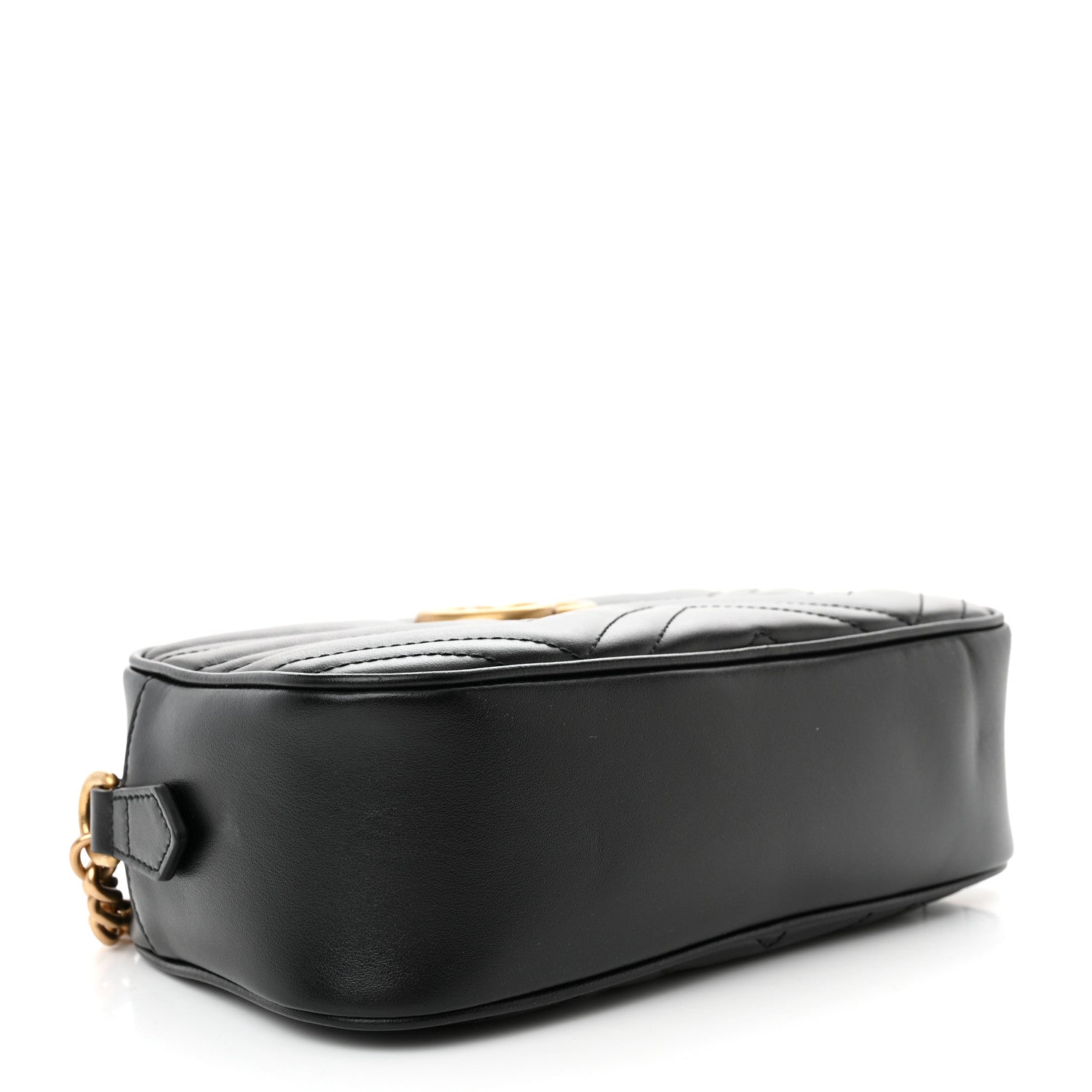 Gucci Calfskin Matelasse Small GG Marmont Chain Shoulder Bag Black 4 of 9