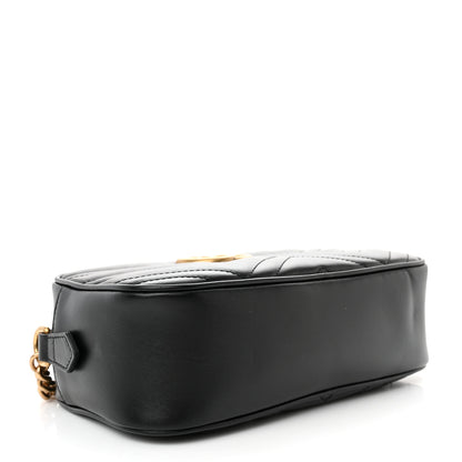 Gucci Calfskin Matelasse Small GG Marmont Chain Shoulder Bag Black 4 of 9