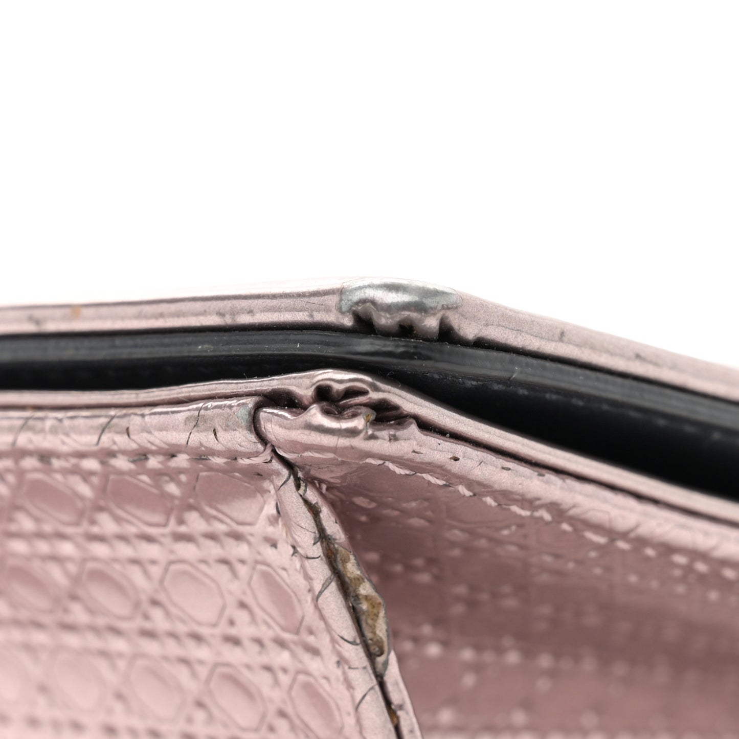 Metallic Patent Micro-Cannage Medium Diorama Flap Bag Pink