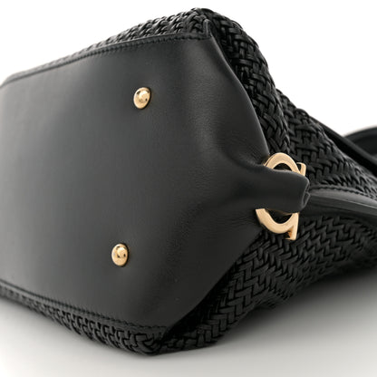 Salvatore Ferragamo Woven Nappa Sofia Satchel Black 10 of 11