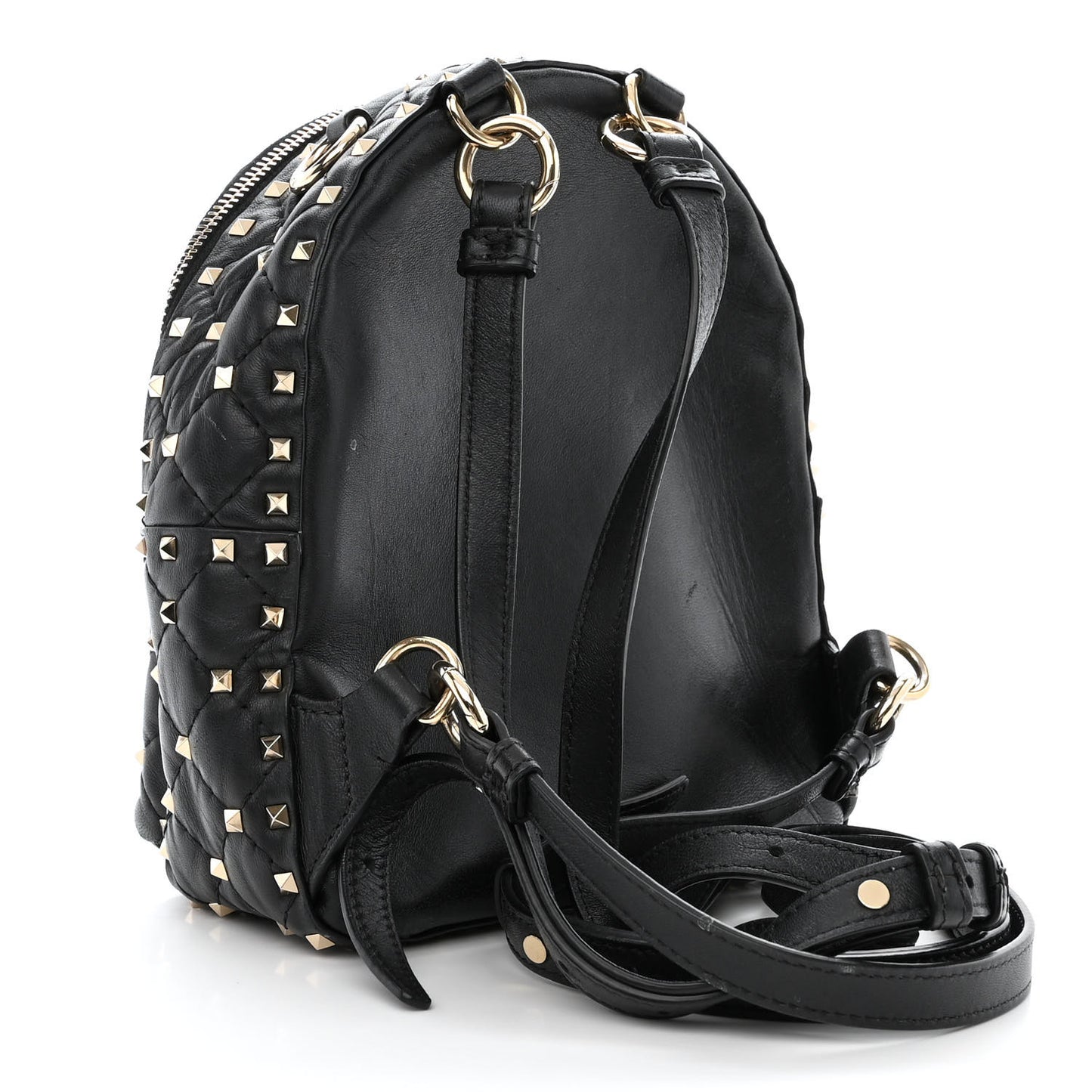 Lambskin VLTN Print Quilted Mini Rockstud Spike Backpack Black