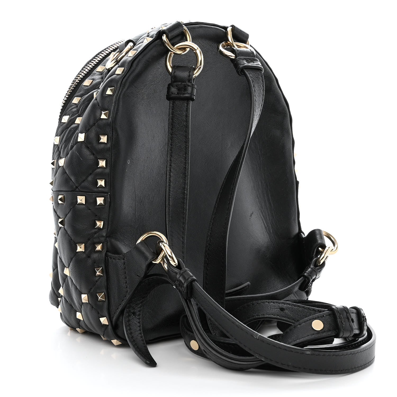 Valentino Garavani Lambskin VLTN Print Quilted Mini Rockstud Spike Backpack Black 3 of 12