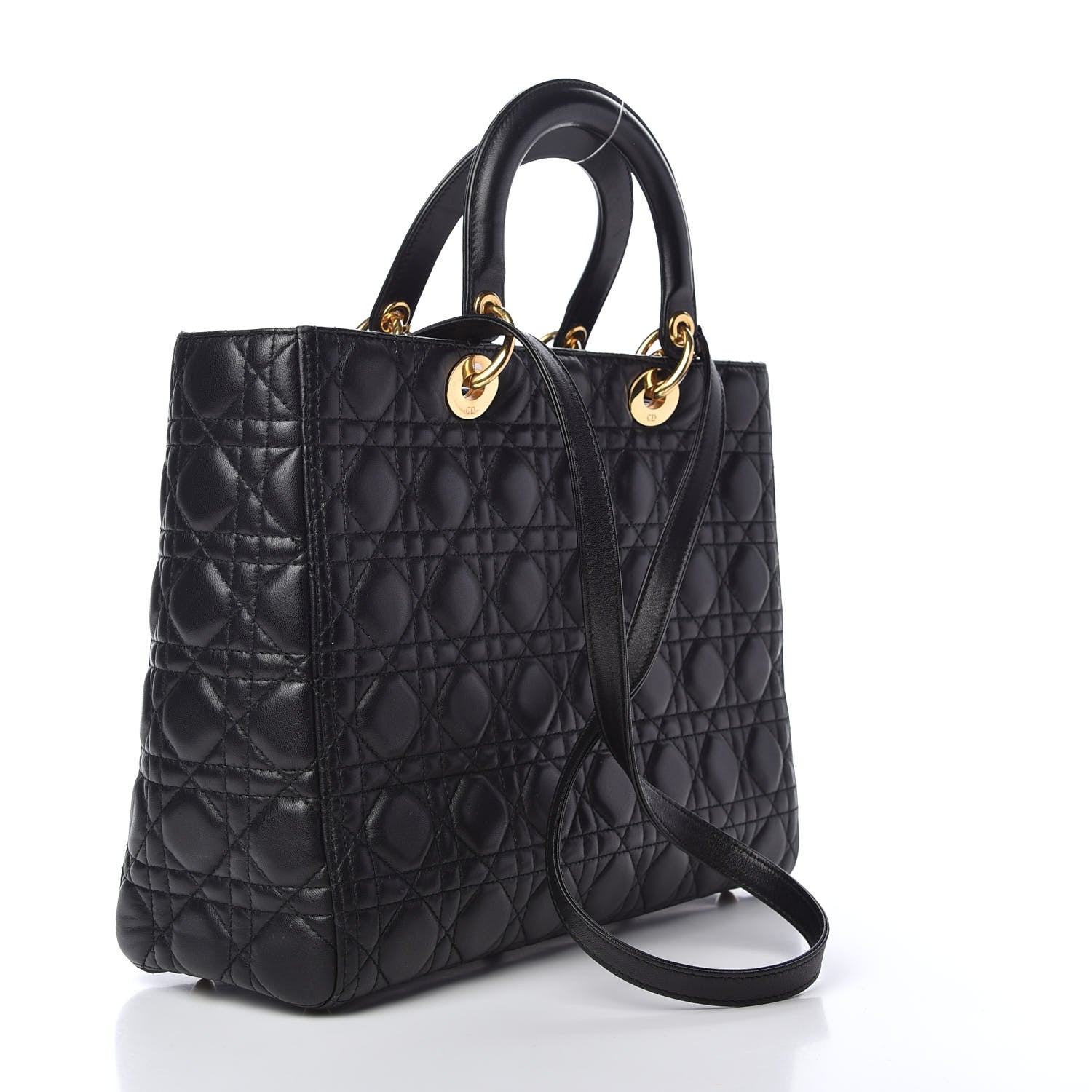 Christian Dior Lambskin Cannage Large Lady Dior Black 3 of 9