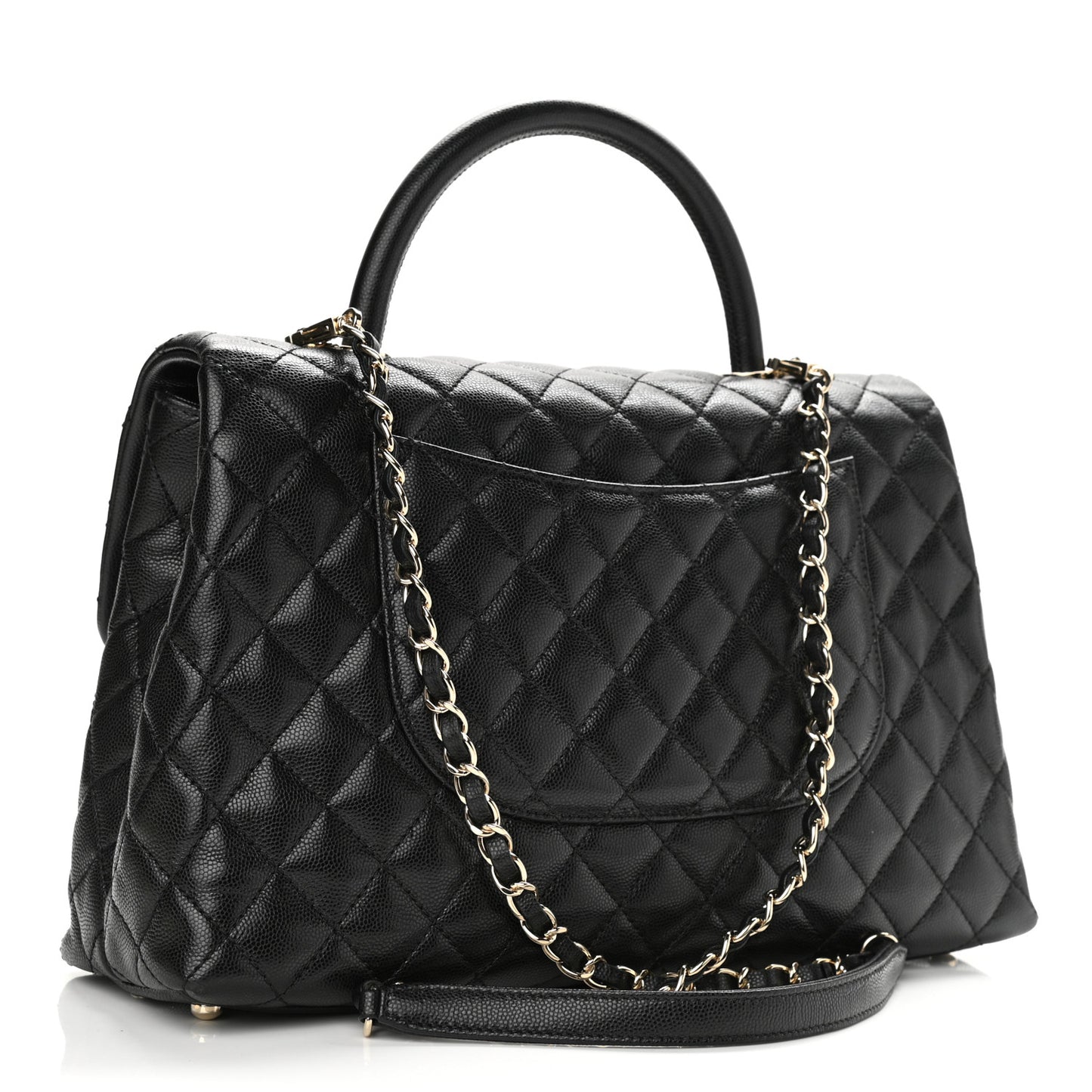 Caviar Quilted Medium Coco Handle Flap Black