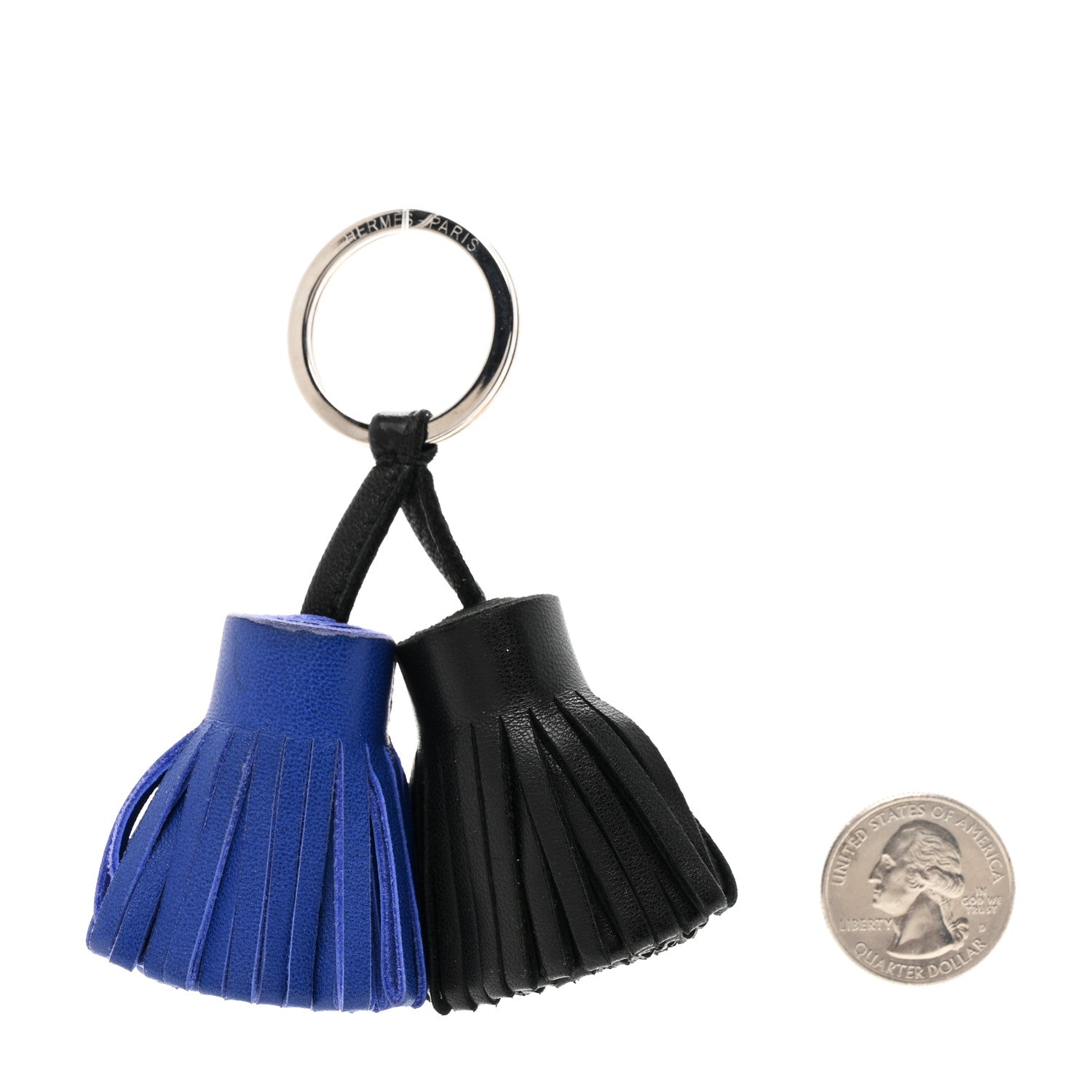 Hermes Lambskin Carmen Uno-Dos Key Holder Black Bleu Electrique 2 of 4