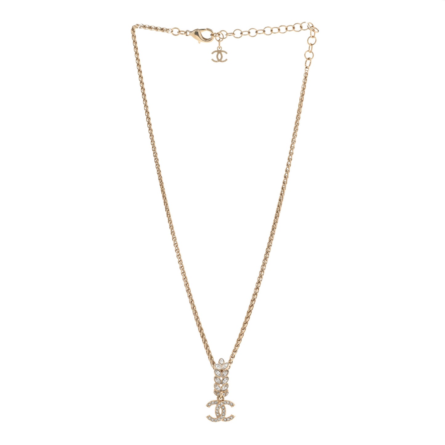 Crystal CC Pendant Necklace Gold