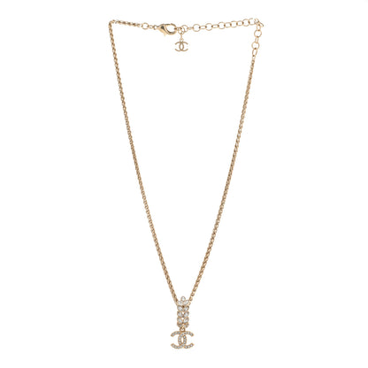 Chanel Crystal CC Pendant Necklace Gold 3 of 7