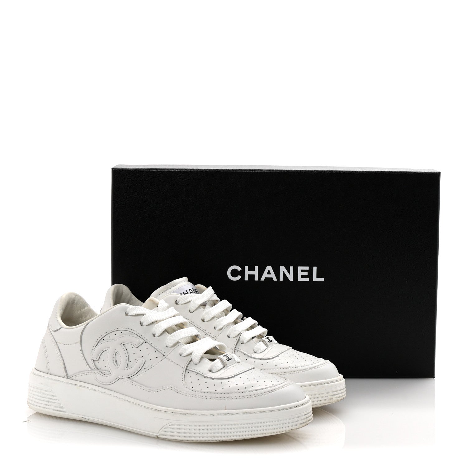 Chanel Calfskin CC Womens Sneakers 38 White 10 of 10