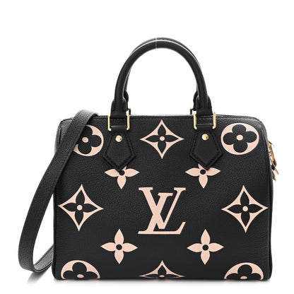 Louis Vuitton Empreinte Monogram Giant Speedy Bandouliere 25 Black Beige 1 of 9
