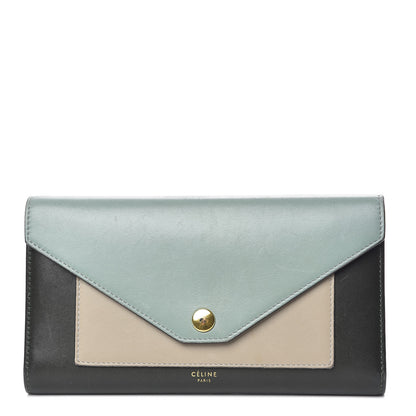 Celine Smooth Calfskin Pocket Tri-Fold Multifunction Envelope Flap Wallet Jade 1 of 26