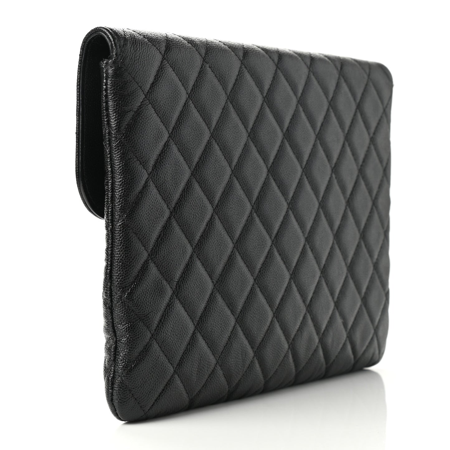 Caviar Quilted Medium Golden Class Pouch Black