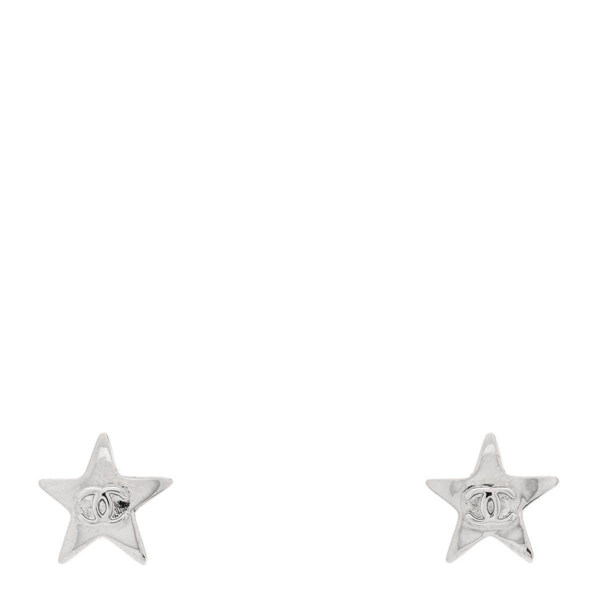Chanel Metal CC Star Earrings Silver 1 of 5