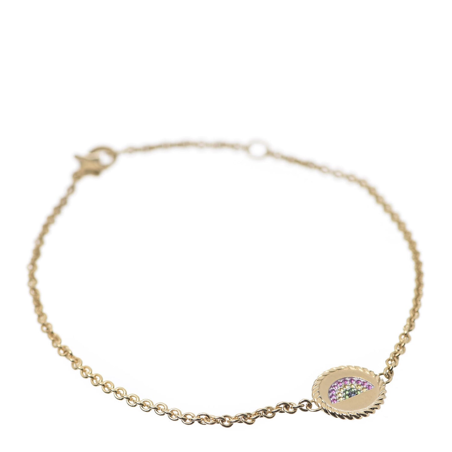 18K Yellow Gold Pink Yellow Sapphire Tsavorite Collectibles Rainbow Bracelet