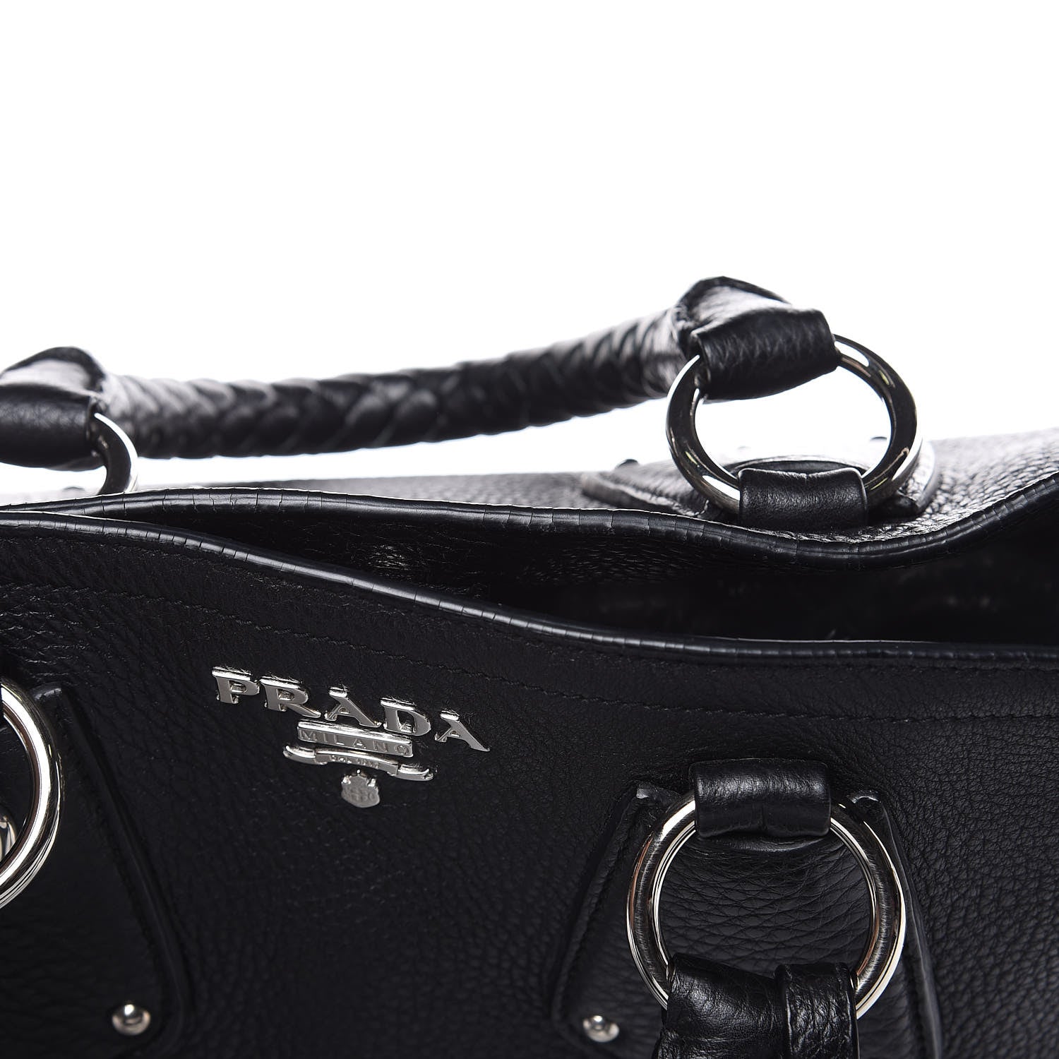 Prada Vitello Daino Braided Hobo Black 12 of 12