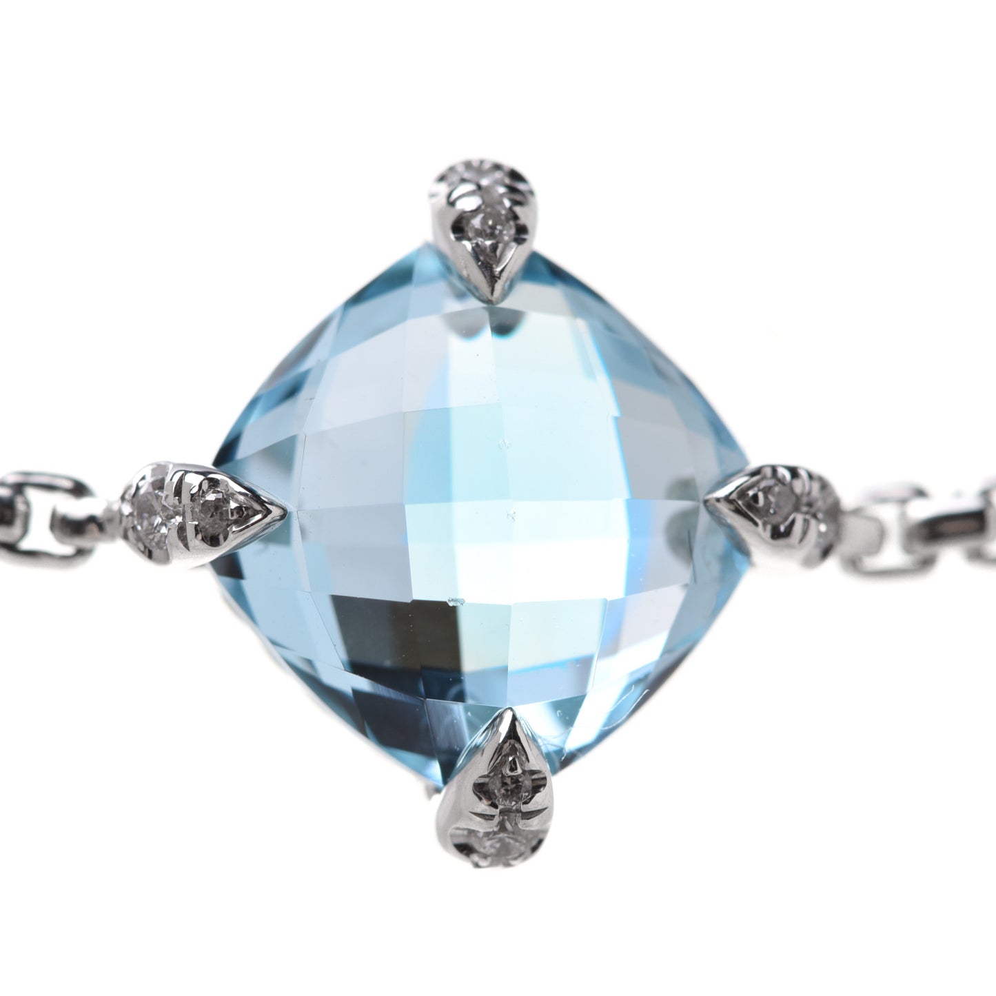 Sterling Silver Diamond Hampton Blue Topaz Chatelaine Station Necklace