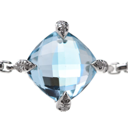 David Yurman Sterling Silver Diamond Hampton Blue Topaz Chatelaine Station Necklace 5 of 7