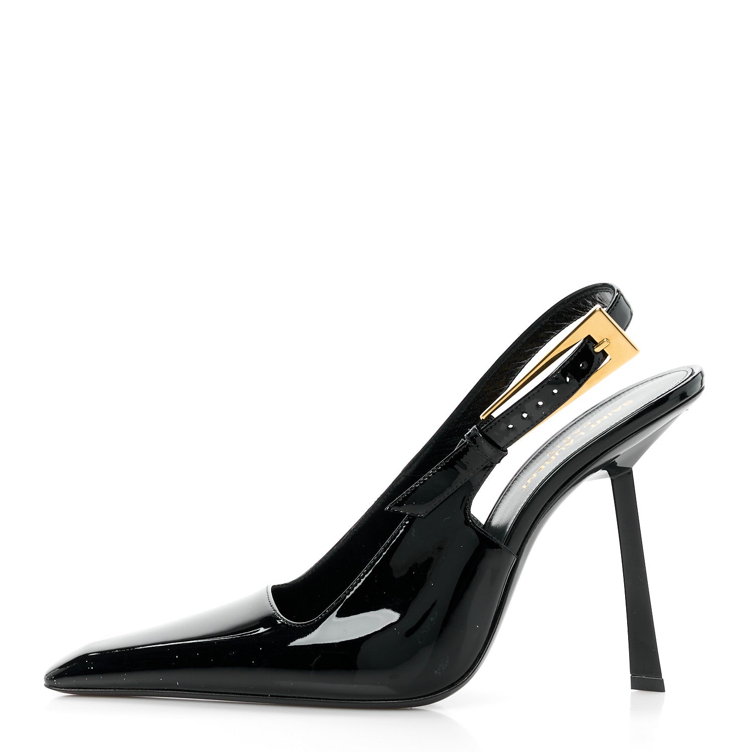 Saint Laurent Glazed Calfskin Lee Slingback Pumps 40 Black 1 of 8