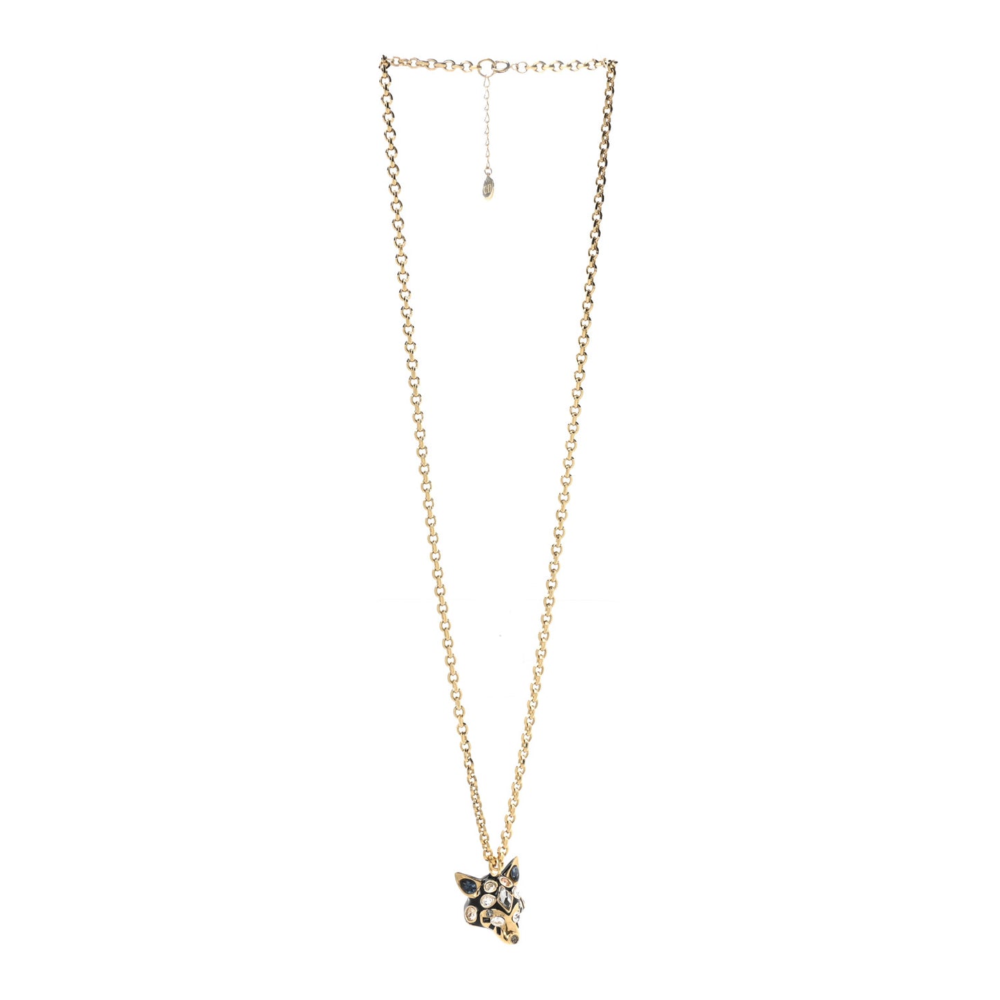 Crystal Fox Necklace Gold Black