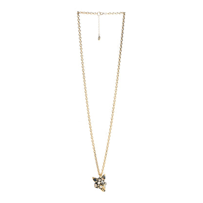 Christian Dior Crystal Fox Necklace Gold Black 3 of 6