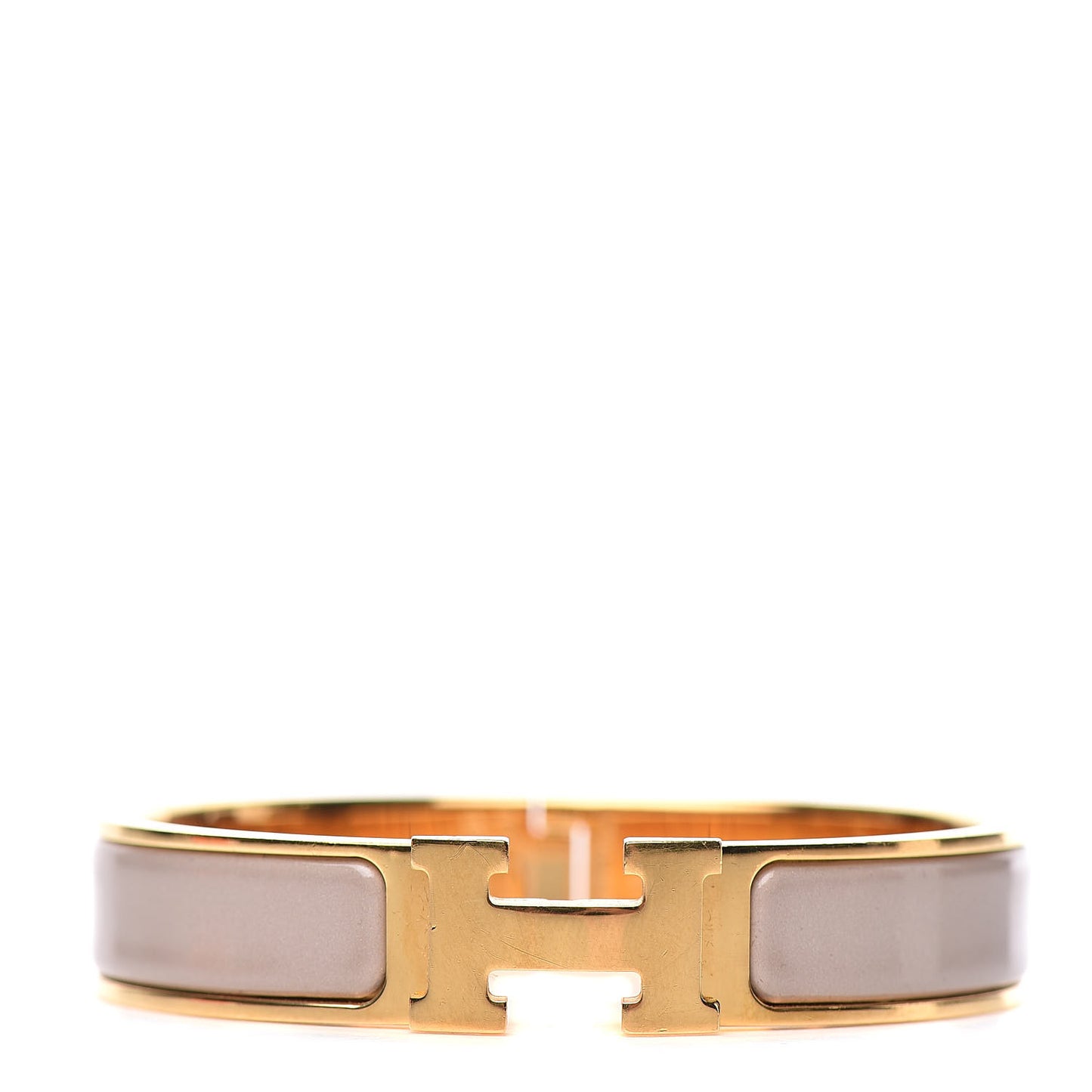 Enamel Clic Clac H Narrow Bracelet PM Marron Glace