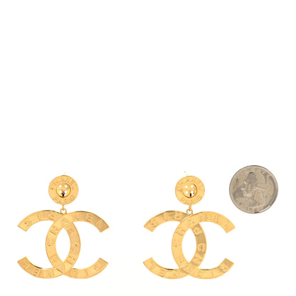 Chanel Metal Large Paris Button Earrings Gold 2 of 4