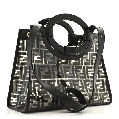 Fendi TPU FF Vitello Century Plexiglass Small Runaway Shopper Tote Black 3 of 11